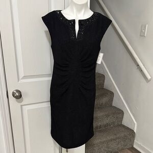 J Howard Elegant Black Dress with Embellished Neckline Size 10 NWT